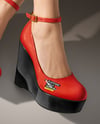Woman Wearing Wedge Heels Mockup