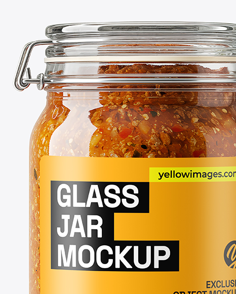 Clear Glass Jar with Meat Ragu Mockup