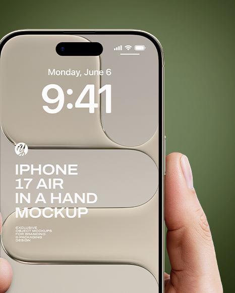 iPhone 17 Air Light Gold in a Hand Mockup
