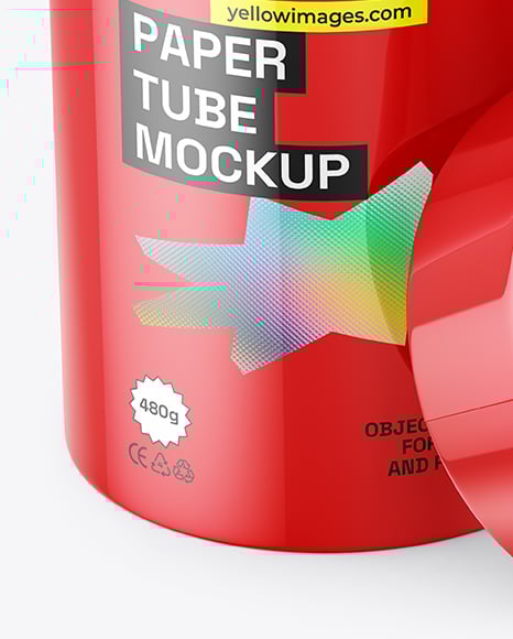 Glossy Paper Tube with Tea Mockup