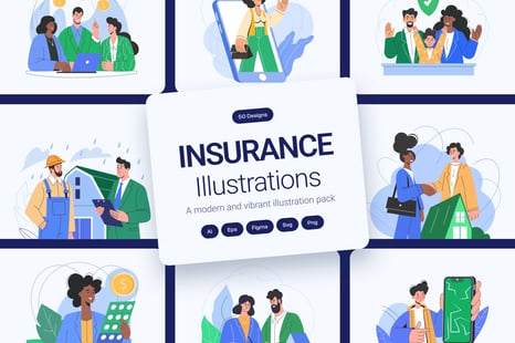 Insurance Illustration Art Set