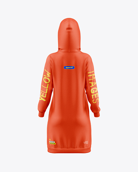 Women Cotton Hoodie Dress Mockup - Back View - PSD Mockups