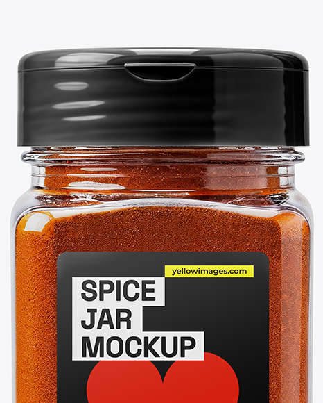 Plastic Square Spice Jar with Smoked Paprika Mockup