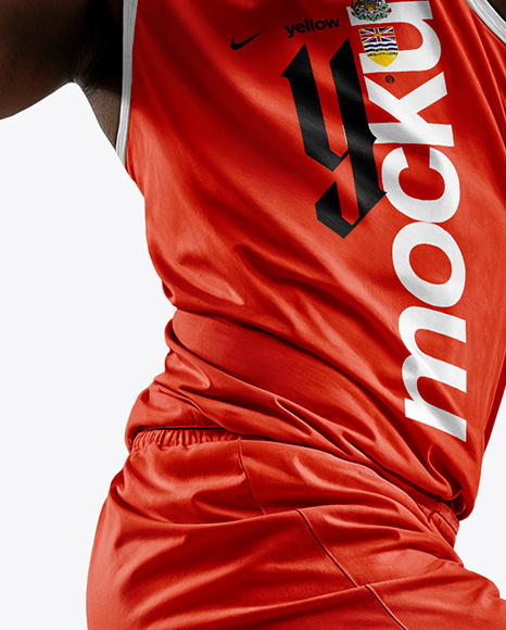 Afro-American Basketball Player Wearing Full Basketball Uniform Mockup