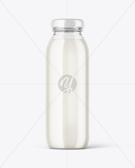 Clear Glass Bottle With Milk Mockup