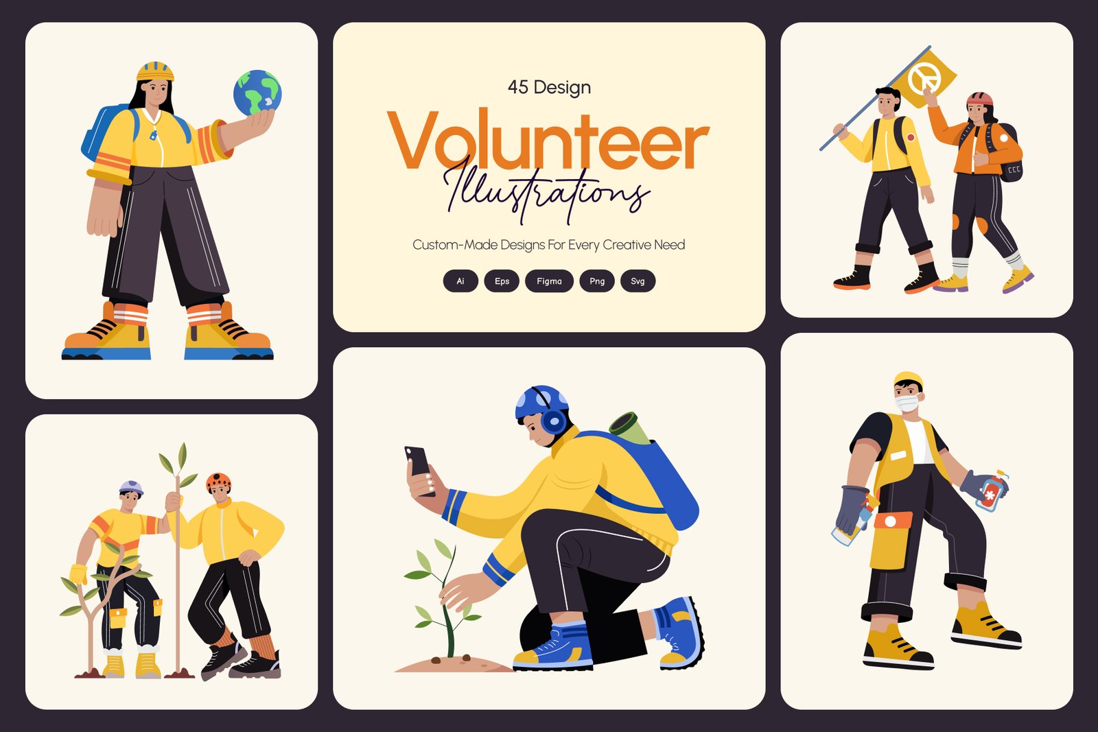 Volunteer Illustration Art Set