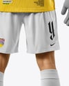 Soccer Goalkeeper Wearing Long Sleeve Jersey and Shorts Mockup