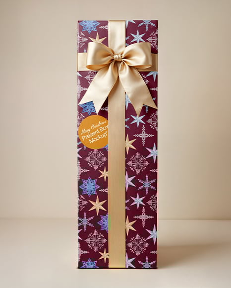 Rectangular Gift Box with Bow Mockup