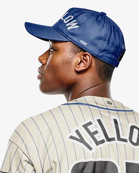 Afro-American Baseball Player Wearing Wearing a Full Baseball Kit Mockup