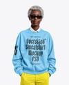 Elderly Black Woman Wearing Oversize Sweatshirt and Pants Mockup