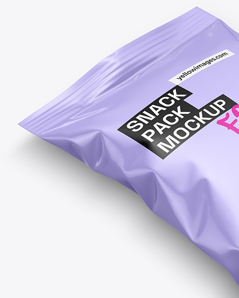 Glossy Snack Pack Mockup - Half Side View