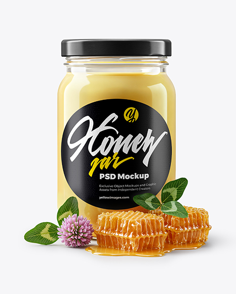 Clear Glass Jar with Raw Clover Honey Mockup