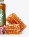 Glass Jar with Manuka Honey and Honeycombs Mockup