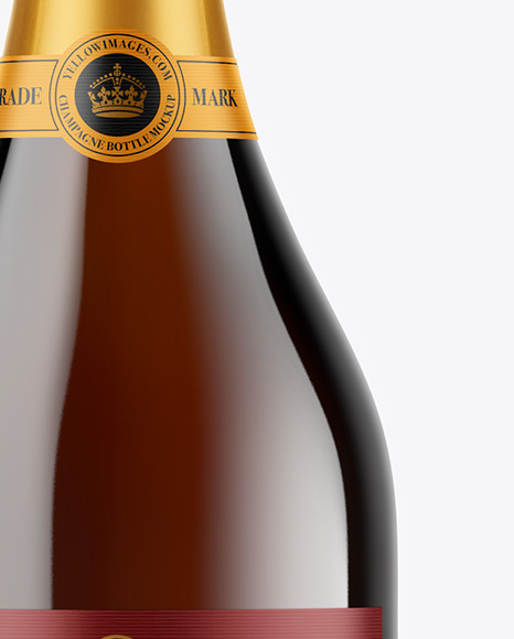 Amber Glass Champagne Bottle Mockup