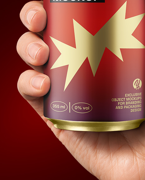 355ml Matte Aluminium Drink Can in Hand Mockup