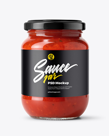 Glass Jar Filled Pizza Sauce Mockup - Tomato paste mockup