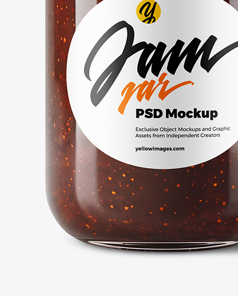 Glass Jar with Fig Jam Mockup