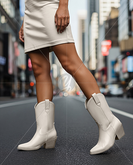 Cowboy Boots on Women's Legs Mockup