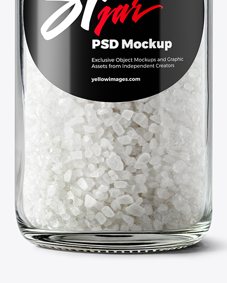 Glass Jar with Coarse Sea Salt Mockup