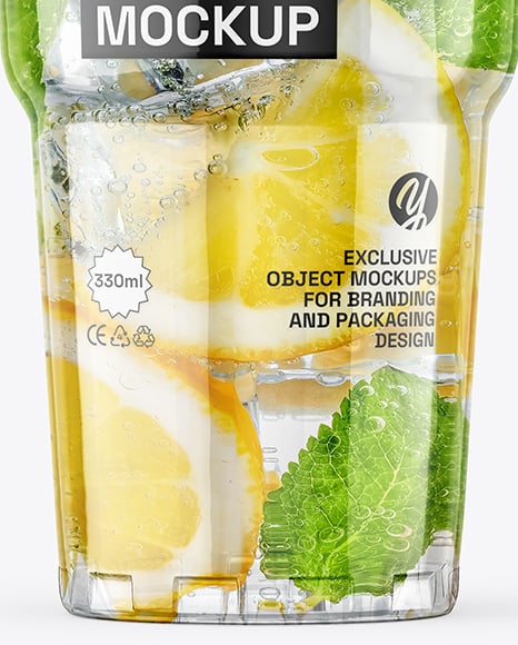 Clear Plastic Cup with Lemonade Mockup