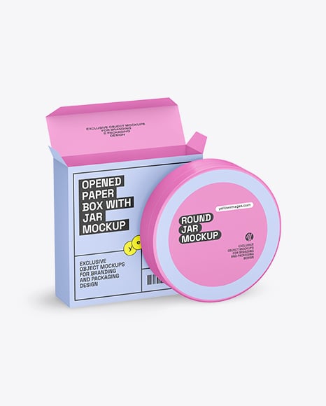 Opened Box With Plastic Jar Mockup