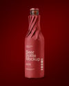 Beer Bottle in Paper Wrap Mockup