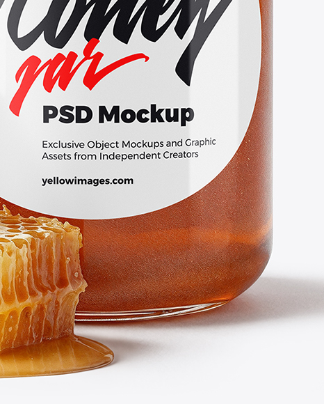 Glass Jar with Sage Honey Mockup