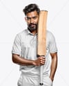 Indian Cricket Player Wearing a Polo with a Bat Mockup