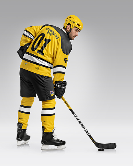 Man Wearing Full Ice Hockey Kit Mockup