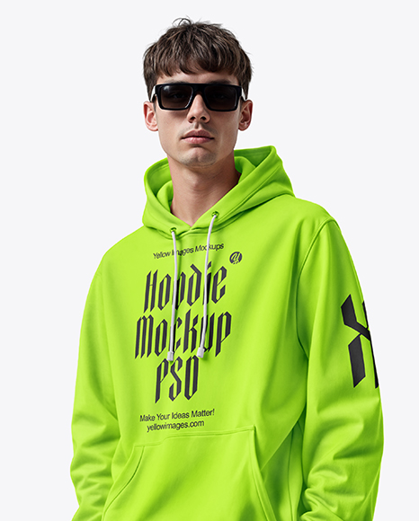 Young Man Wearing Hoodie and Short Mockup