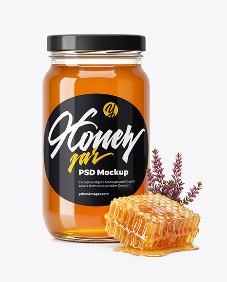 Clear Glass Jar with Heather Honey Mockup