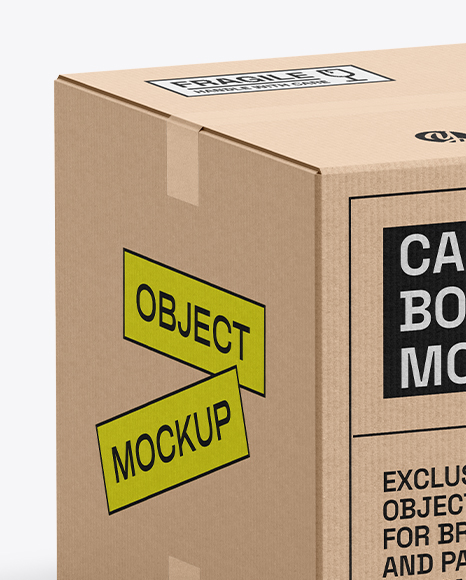 Cardboard Box Mockup – Half Side View