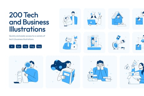 Tech and Business Illustration Set - Graphics