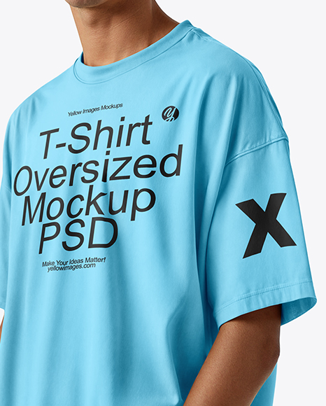 Young Man Wearing Oversized T-Shirt and Cap Mockup