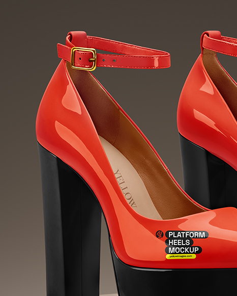 Platform Heels with Shoe Box Mockup