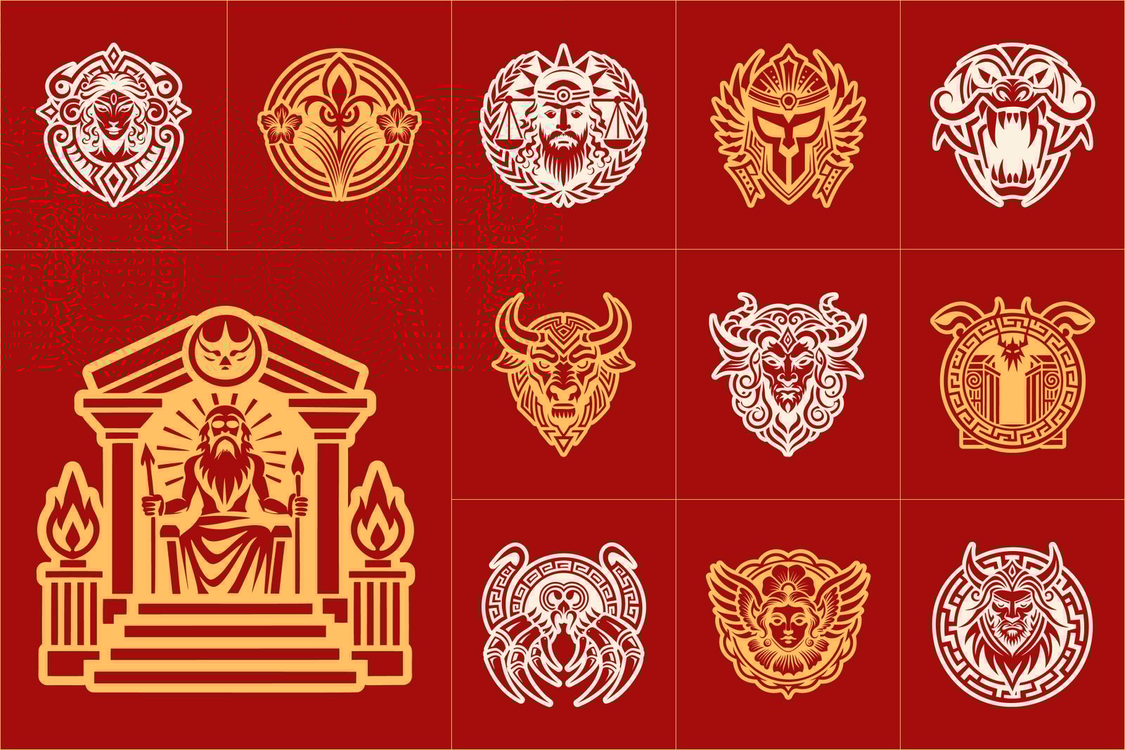 Greek Mythology Symbols Set