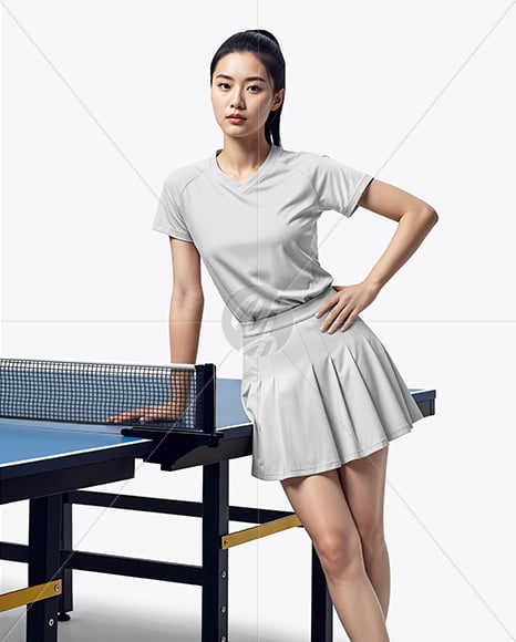 Woman Wearing Table Tennis Uniform Mockup