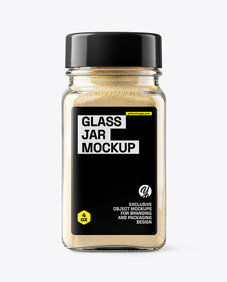 Square Spice Glass Jar with Onion Powder Mockup - Realistic mockups