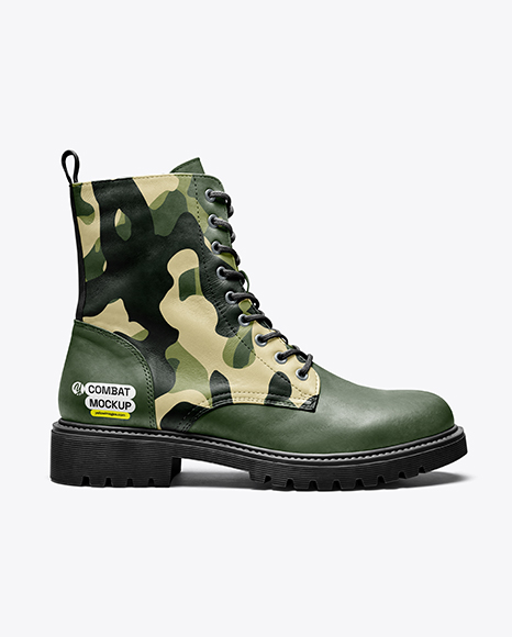 Women's Combat Boot Mockup - Shoe mockups