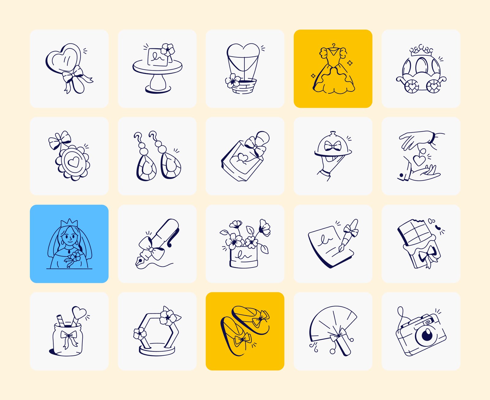 Cute Wedding Doodles Set