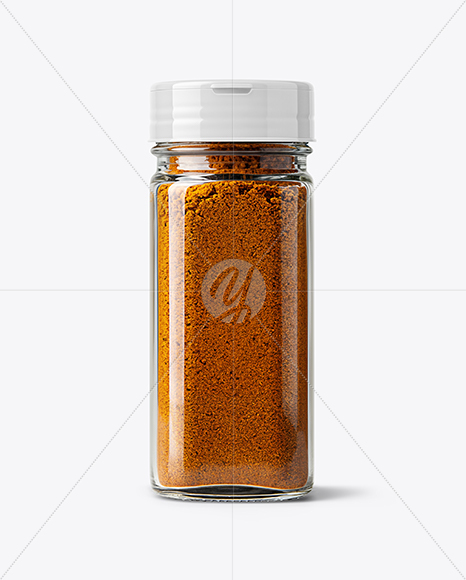 Square Glass Jar with Garam Masala Seasoning Mockup