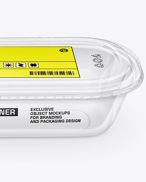 Clear Plastic Food Container in Paper Sleeve Mockup