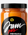 Glass Jar with Apricot Preserves Mockup