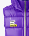 Glossy Hooded Down Vest Mockup