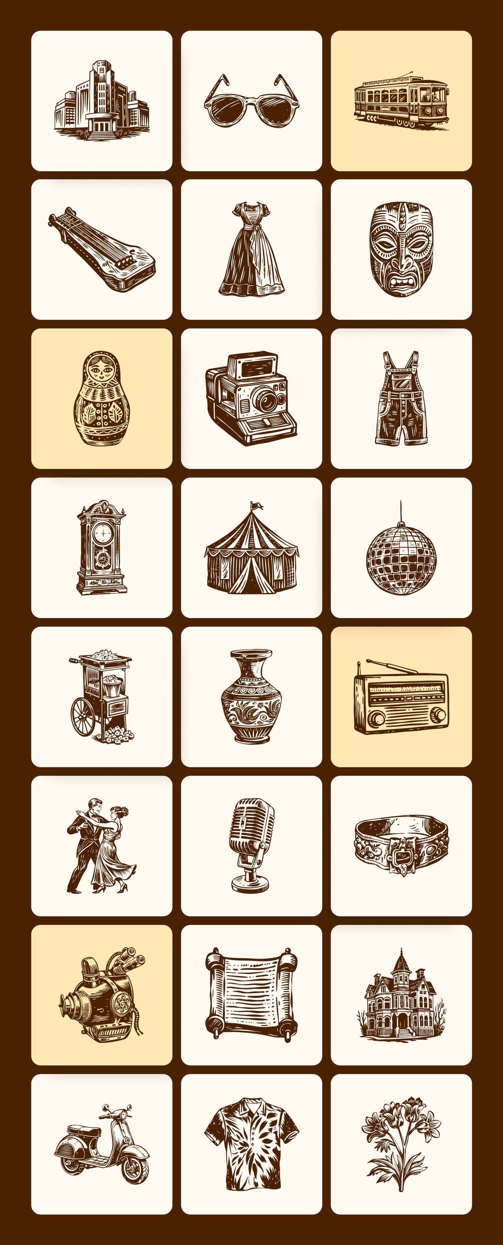 Vintage Culture Illustration Set