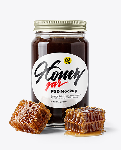 Glass Jar with Buckwheat Honey Mockup