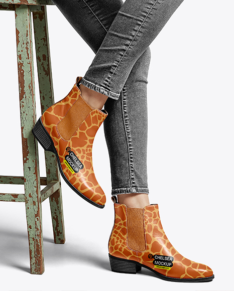 Chelsea Boots on Woman's Legs with Jeans Mockup