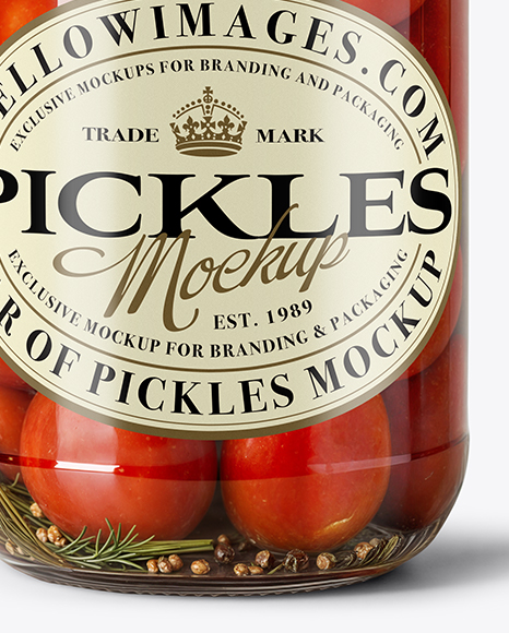 Clear Glass Jar with Pickled Tomatoes Mockup