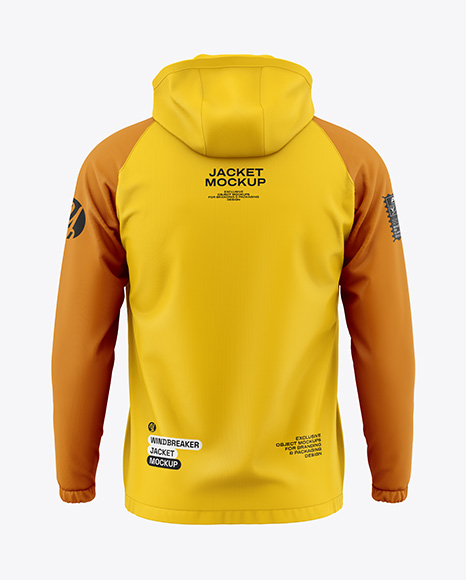 Men's Anorak Windbreaker Jacket Mockup - Back View - Mockups