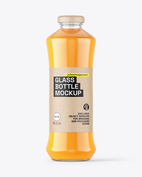 Glass Bottle with Orange Juice Mockup
